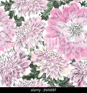Nahtlose Blumenmuster. Blume Chrysantheme Hintergrund. Gedeihen Sie nahtlose Textur mit Blumen. Stockfoto