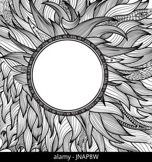 Abstrakten Ornament für Tattoo. Zentangle Muster. Runde Form stilisierte Grenze. Indische, Arabische Mandala. Ornamentalen Hintergrund mit Rahmen in asiatischen ethnischen Stockfoto