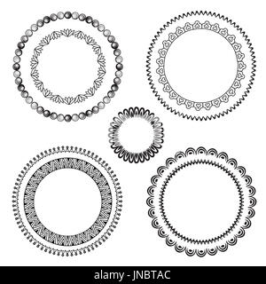 Frame-Set. Andere Form Frames im Doodle-Stil. Retro-Rahmen und Rahmen-Kollektion. Vektor-Set von Vintage Bilderrahmen in Hand gezeichnete Doodle Stil wi Stockfoto