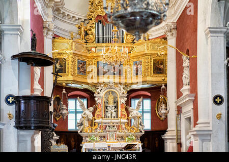 Dubrovnik, Kroatien - 20. August 2016: Innenraum der St. Blasius-Kirche in Dubrovnik, Kroatien Stockfoto