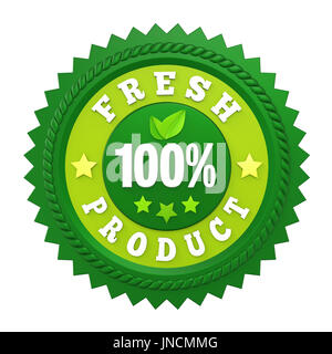 100 % frisches Produkt Badge Label isoliert Stockfoto