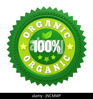 100 % organische Badge Label isoliert Stockfoto