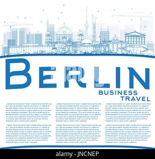 Übersicht Berlin Skyline mit blauen Gebäude und Kopieren. Vector Illustration. Business Travel und Tourismus Konzept mit historischer Architektur. Stock Vektor