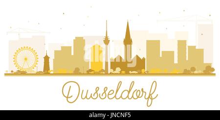 Düsseldorf City Skyline golden Silhouette. Vector Illustration. einfache flache Konzept für Tourismus Präsentation, Banner, Plakat oder Website. Stadtbild Stock Vektor