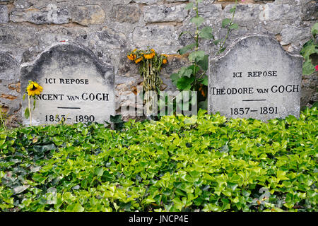 Vincent und die Theodore Van Gogh Gräber, Auvers Sur Oise, Frankreich Stockfoto