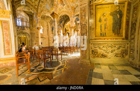 Kirche Santa Maria Dell'Ammiraglio, Palermo, Sizilien. Stockfoto