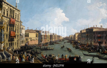 Venedig - eine Regatta auf dem Canal Grande, ca. 1735 - Canaletto Stockfoto