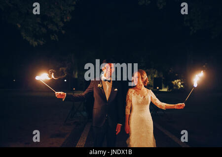 Feuershow in awedding Stockfoto