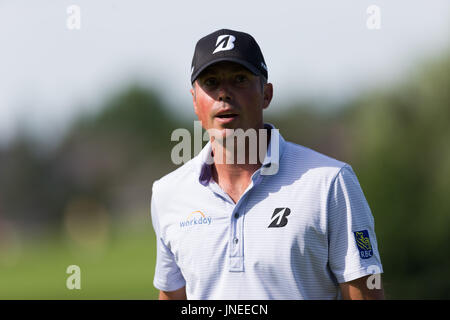 Oakville, Ontario, Kanada. 29. Juli 2017. Matt Kuchar (USA) geht der grünen am sechsten Loch während der dritten Runde der RBC Canadian Open im Glen Abbey Golf Club in Oakville, Ontario, Kanada. Daniel Lea/CSM/Alamy Live-Nachrichten Stockfoto