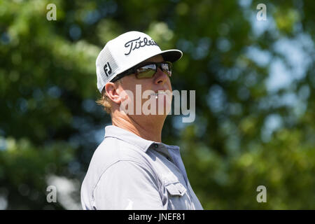 Oakville, Ontario, Kanada. 29. Juli 2017. Charley Hoffmann abschlägt am ersten Loch während der dritten Runde der RBC Canadian Open im Glen Abbey Golf Club in Oakville, Ontario, Kanada. Daniel Lea/CSM/Alamy Live-Nachrichten Stockfoto