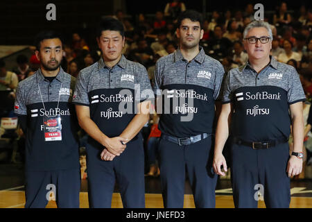 Aoyama Gakuin Memorial Gymnasium, Tokio, Japan. 29. Juli 2017. (L, R) Jun Ishibashi, Kenichi Sako, Herman Mandole, Julio Lamas (JPN), 29. Juli 2017 - Basketball: Internationale Freundschaftsspiele match zwischen Japan 69-79 Uruguay Aoyama Gakuin Memorial Gymnasiums, Tokio, Japan. Bildnachweis: YUTAKA/AFLO SPORT/Alamy Live-Nachrichten Stockfoto