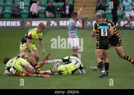 Northampton, UK. 29. Juli 2017. Die Sale Sharks und Wasps Rugby 7 S Premiership Series bei Northampton Franklins Garten Credit: PATRICK ANTHONISZ/Alamy Live-Nachrichten Stockfoto