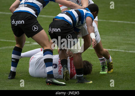 Northampton, UK. 29. Juli 2017. Leicester Tigers und Bath Rugby bei Rugby 7 S Premiership Series bei Northampton Franklins Garten Credit: PATRICK ANTHONISZ/Alamy Live-Nachrichten Stockfoto