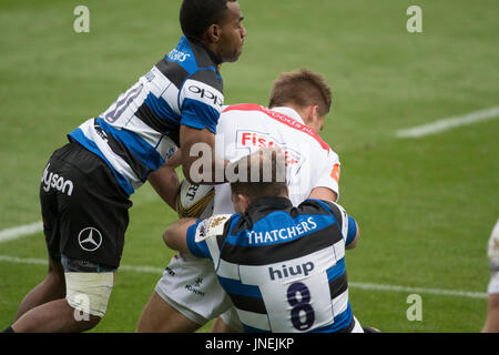 Northampton, UK. 29. Juli 2017. Leicester Tigers und Bath Rugby bei Rugby 7 S Premiership Series bei Northampton Franklins Garten Credit: PATRICK ANTHONISZ/Alamy Live-Nachrichten Stockfoto