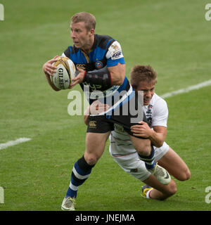 Northampton, UK. 29. Juli 2017. Leicester Tigers und Bath Rugby bei Rugby 7 S Premiership Series bei Northampton Franklins Garten Credit: PATRICK ANTHONISZ/Alamy Live-Nachrichten Stockfoto