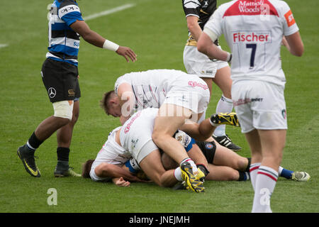 Northampton, UK. 29. Juli 2017. Leicester Tigers und Bath Rugby bei Rugby 7 S Premiership Series bei Northampton Franklins Garten Credit: PATRICK ANTHONISZ/Alamy Live-Nachrichten Stockfoto