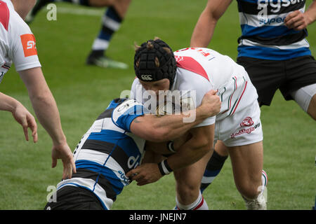 Northampton, UK. 29. Juli 2017. Leicester Tigers und Bath Rugby bei Rugby 7 S Premiership Series bei Northampton Franklins Garten Credit: PATRICK ANTHONISZ/Alamy Live-Nachrichten Stockfoto