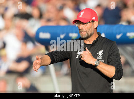 Berlin, Deutschland. 29. Juli 2017. Liverpools Trainer Juergen Klopp, fotografiert auf der internationalen Club-Freundschaftsspiel zwischen Hertha BSC und der FC Liverpool im Olympiastadion in Berlin, Deutschland, 29. Juli 2017. Foto: Soeren Stache/Dpa/Alamy Live News Stockfoto