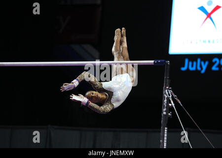 29. Juli 2016: Turnerin Jordan Chiles konkurriert in der senior Wettbewerb bei der 2017 US Classic im Sears Centre in Hoffman Estates, IL. Melissa J. Perenson/CSM Stockfoto