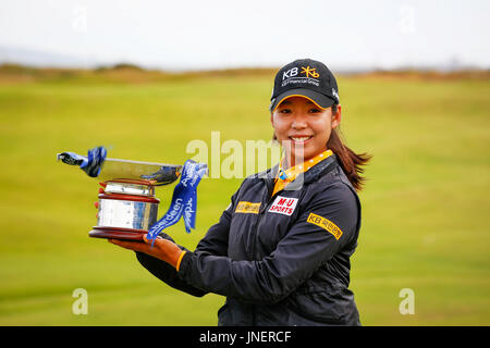 Irvine, Schottland. 30. Juli 2017. Am 4. Tag der Aberdeen Asset Management Open Golf Championship war die Konkurrenz geprägt von starken böigen Windverhältnissen. HYANG-MI-LEE aus Korea begann der Tag 6 Schüsse hinter dem führenden, außergewöhnliche Golf gespielt und beendet die Gewinner erzielte insgesamt für den Wettbewerb von 6 unter den 4 Messetagen. Bildnachweis: Findlay/Alamy Live-Nachrichten Stockfoto