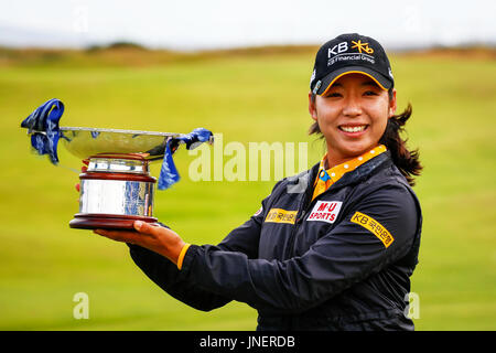 Irvine, Schottland. 30. Juli 2017. Am 4. Tag der Aberdeen Asset Management Open Golf Championship war die Konkurrenz geprägt von starken böigen Windverhältnissen. HYANG-MI-LEE aus Korea begann der Tag 6 Schüsse hinter dem führenden, außergewöhnliche Golf gespielt und beendet die Gewinner erzielte insgesamt für den Wettbewerb von 6 unter den 4 Messetagen. Bildnachweis: Findlay/Alamy Live-Nachrichten Stockfoto