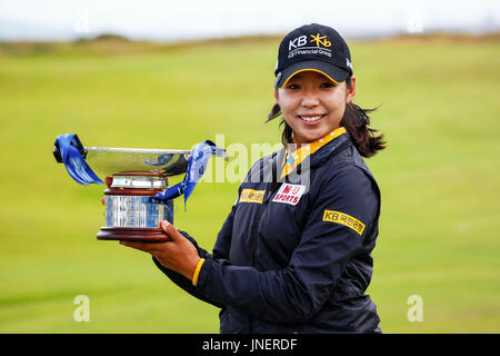 Irvine, Schottland. 30. Juli 2017. Am 4. Tag der Aberdeen Asset Management Open Golf Championship war die Konkurrenz geprägt von starken böigen Windverhältnissen. HYANG-MI-LEE aus Korea begann der Tag 6 Schüsse hinter dem führenden, außergewöhnliche Golf gespielt und beendet die Gewinner erzielte insgesamt für den Wettbewerb von 6 unter den 4 Messetagen. Bildnachweis: Findlay/Alamy Live-Nachrichten Stockfoto