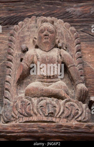 Detail aus Holz zu schnitzen, Teil von Mul Chowk, Durbar Square Patan Kathmandu-Nepal Stockfoto