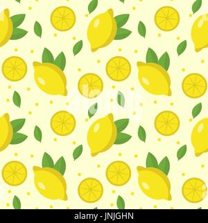 Zitrone Musterdesign. Limonade endlosen Hintergrund Textur. Früchte-Hintergrund. Vektor-Illustration. Stock Vektor