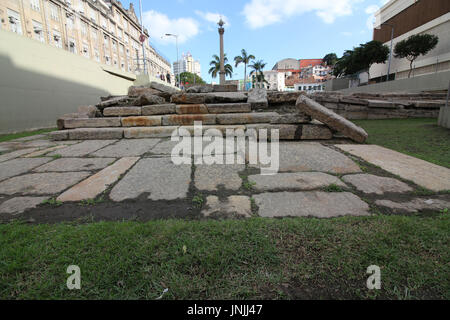 Rio De Janeiro, Brasilien, 29. Juli 2017: Cais Valongo (Valongo Wharf), eine archäologische Stätte, die von der Unesco als Weltkulturerbe anerkannt. Die Website Stockfoto