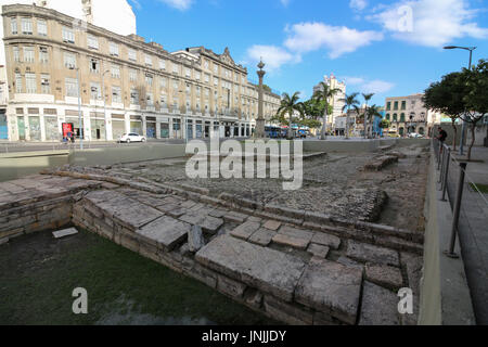 Rio De Janeiro, Brasilien, 29. Juli 2017: Cais Valongo (Valongo Wharf), eine archäologische Stätte, die von der Unesco als Weltkulturerbe anerkannt. Die Website Stockfoto