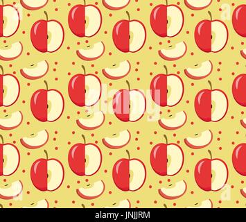 Nahtlose Muster Äpfel. Red Apple endlosen Hintergrund Textur. Früchte-Hintergrund. Vektor-Illustration. Stock Vektor