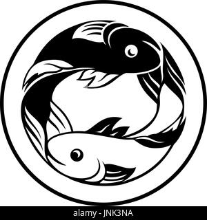 Tierkreis Zeichen Fische Fisch-Symbol Stock Vektor