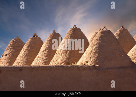 Mudbrick adobe Häuser in der Stadt Harran, Sanliurfa, Türkei. Stockfoto