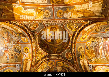 Fresken der dunklen Kirche in Göreme, Kappadokien, Türkei. Stockfoto