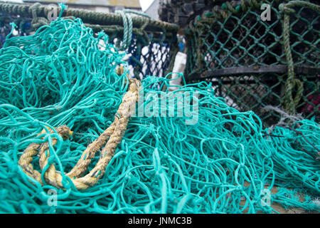 Fischernetze und Hummer Töpfe Stockfoto