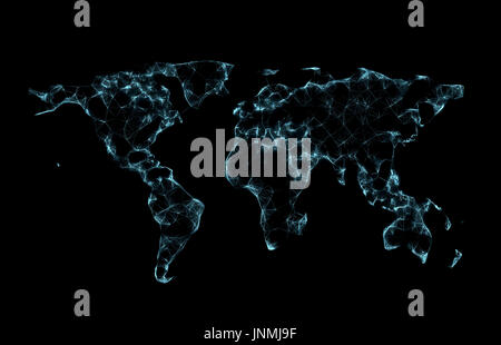 Welt Karte low-Poly auf dunklem Hintergrund. Stockfoto