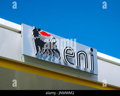 "Eni" Dienstleistungen auf der A10 Autobahn in der Nähe von Bordeaux, Frankreich. Stockfoto