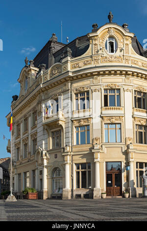 Jugendstil-Gebäude von Sibiu Rathaus (Bürgermeisteramt), Grand Square (Piata Mare), Rumänien Stockfoto