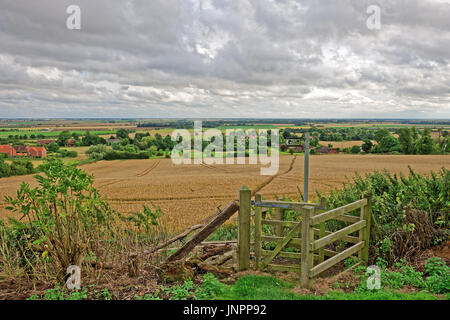 Lincolnshire UK. Ein Blick von der Wolds über das Venn in Richtung Boston. Stockfoto