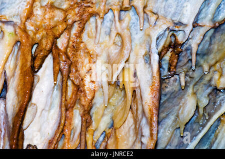 Sekundäre Lagerstätten gebildet in einer Höhle. Stockfoto