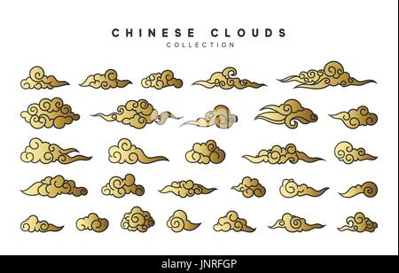 Kollektion Farbe gold Wolken im chinesischen Stil Stock Vektor