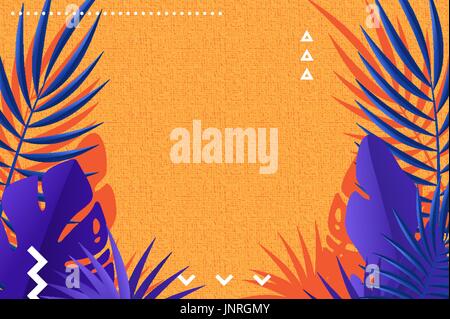 Tropische Blätter der Palme Retro-Hintergrund-design Stock Vektor