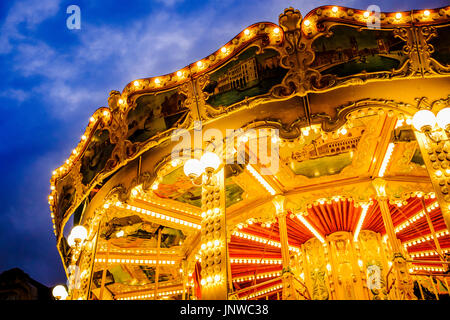 Detail eines Karussells in Reims, Frankreich Stockfoto