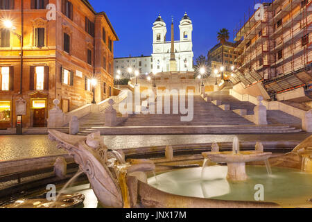 Spanische Treppe in der Nacht, Rom, Italien. Stockfoto