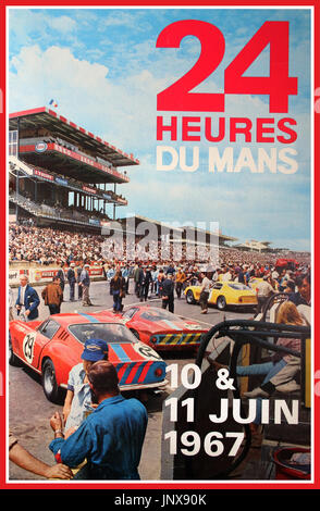 1960 Le Mans 24 Stunde Rennen Poster Vintage Poster für die Französisch 24 Heures Du Mans motor Rennen 10/11. Juni 1967 gewann von Dan Gurney und Foyt AJ in einem Ford GT 40 Le Mans France Stockfoto