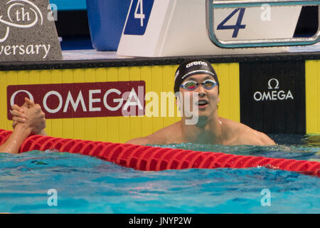 Budapest, Ungarn. 29. Juli 2017. Junya Koga (JPN) Schwimmen: 17. FINA Weltmeisterschaften 2017 Budapest Herren 50m Rückenschwimmen Halbfinale in Duna Arena in Budapest, Ungarn. Bildnachweis: Enrico Calderoni/AFLO SPORT/Alamy Live-Nachrichten Stockfoto