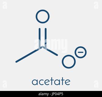 Acetat-Anion, chemische Struktur. Skelettformel. Stock Vektor