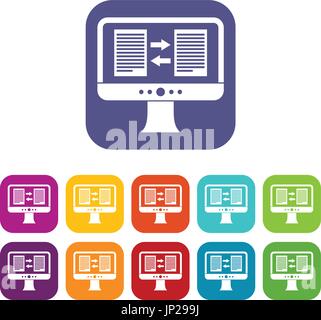 Übersetzer-app auf dem Bildschirm des Computer-Icons set Stock Vektor