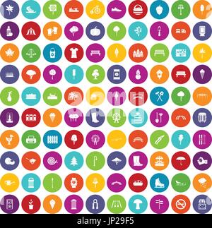 100 Park-Icons set Farbe Stock Vektor