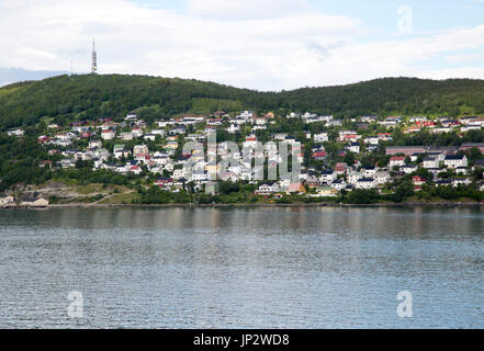 Hafen und Stadt Harstad, Insel Hinnoya, Troms Grafschaft, Norwegen Stockfoto